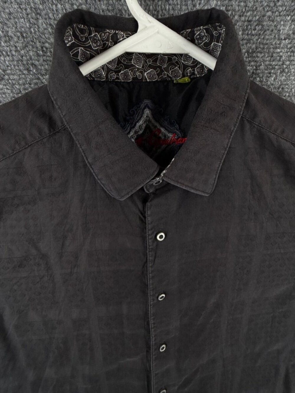 Robert Graham Long Sleeve Button Up Shirt Men Cotton Black Geometric Print ~XL